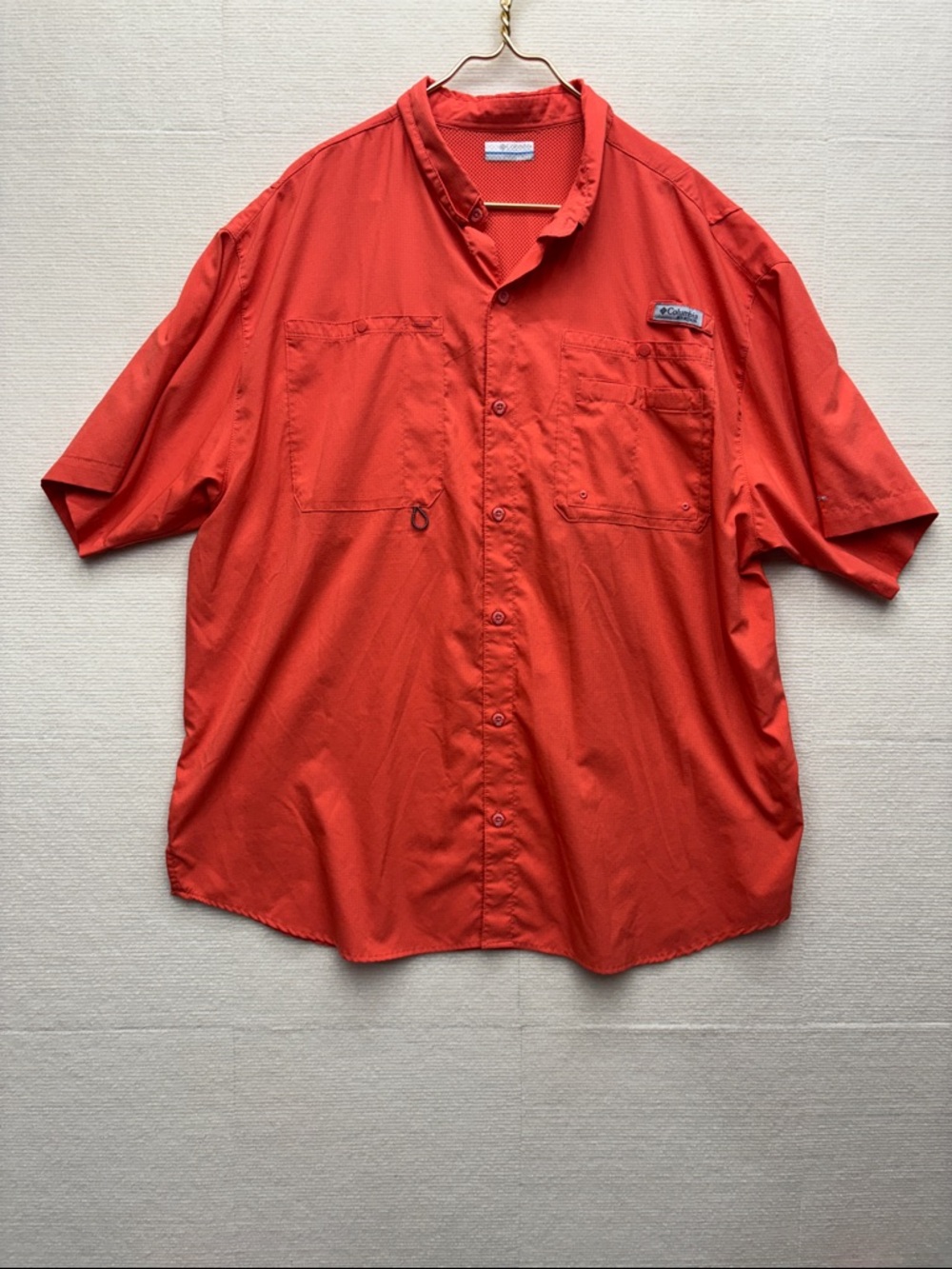 Columbia Men’s Short-Sleeve Button-Down Shirt - Orange-Red XXL
